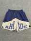 Rhude Navy Cream Color Block Nylon Shorts