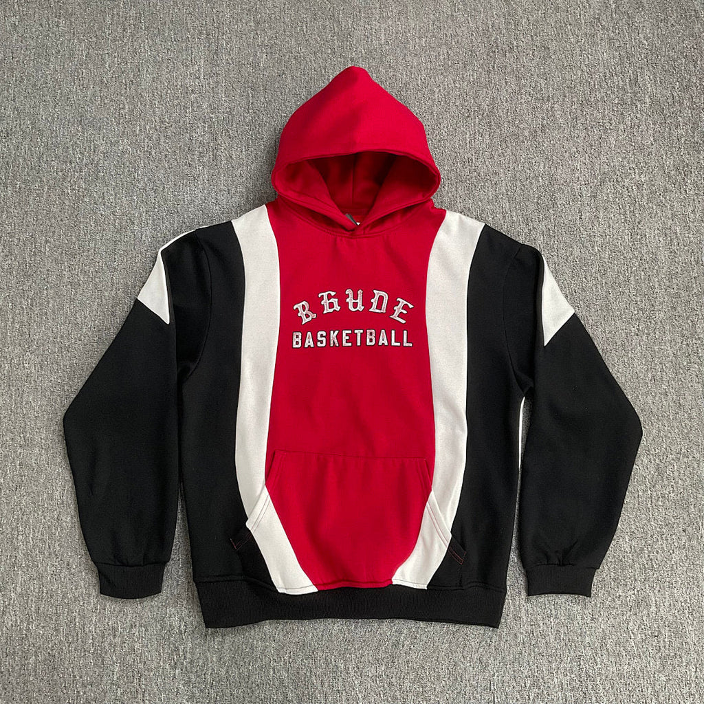 Rhude Basketball Red Black Color Block Hoodie