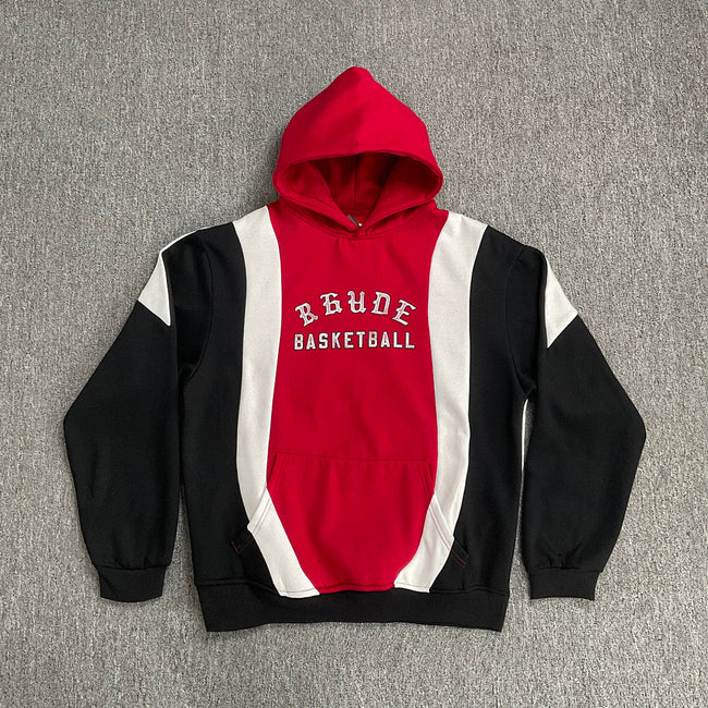 Rhude Basketball Red Black Color Block Hoodie Hover Image