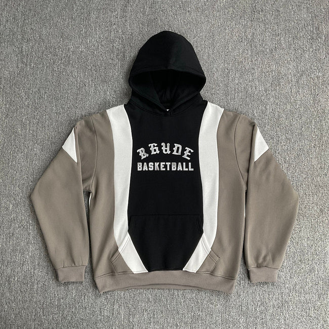 Rhude Basketball Black Grey Color Block Hoodie Hover Image