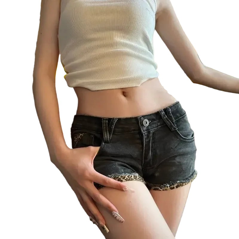 Black Leopard Shorts