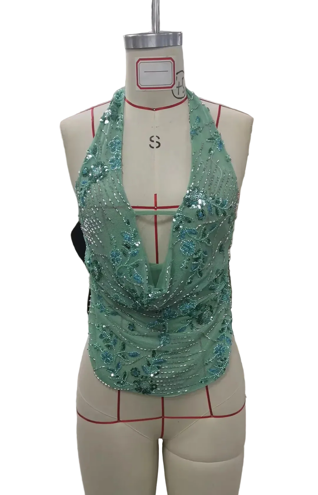 V Neck Sequin Top