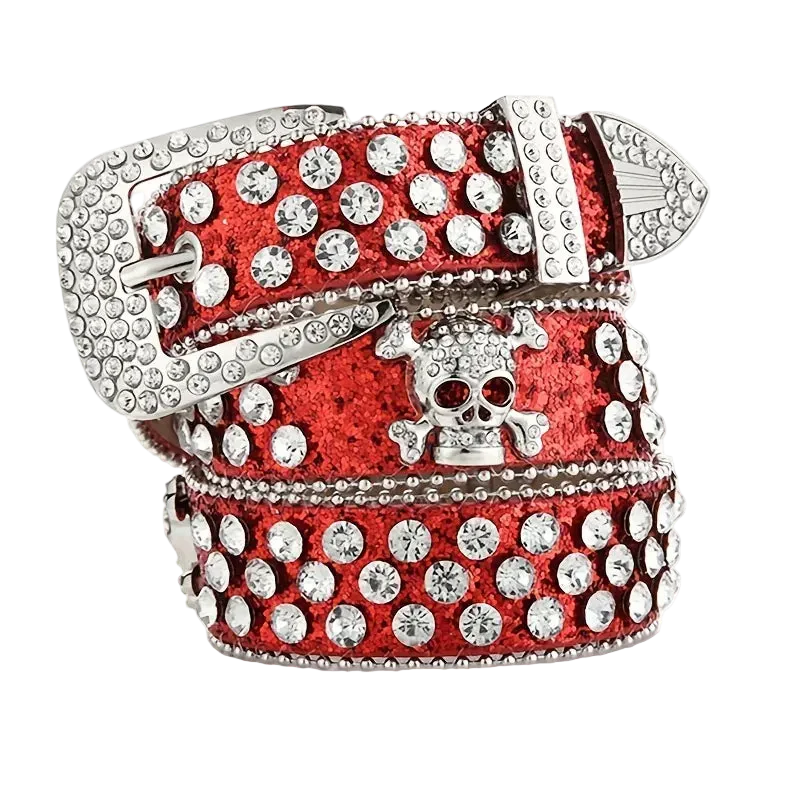 Rhinestone Skull Belt