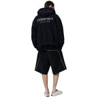 Fear Of God Essentials Classic Fleece Jet Black Metalic Zip-Up Hoodie (SS25)