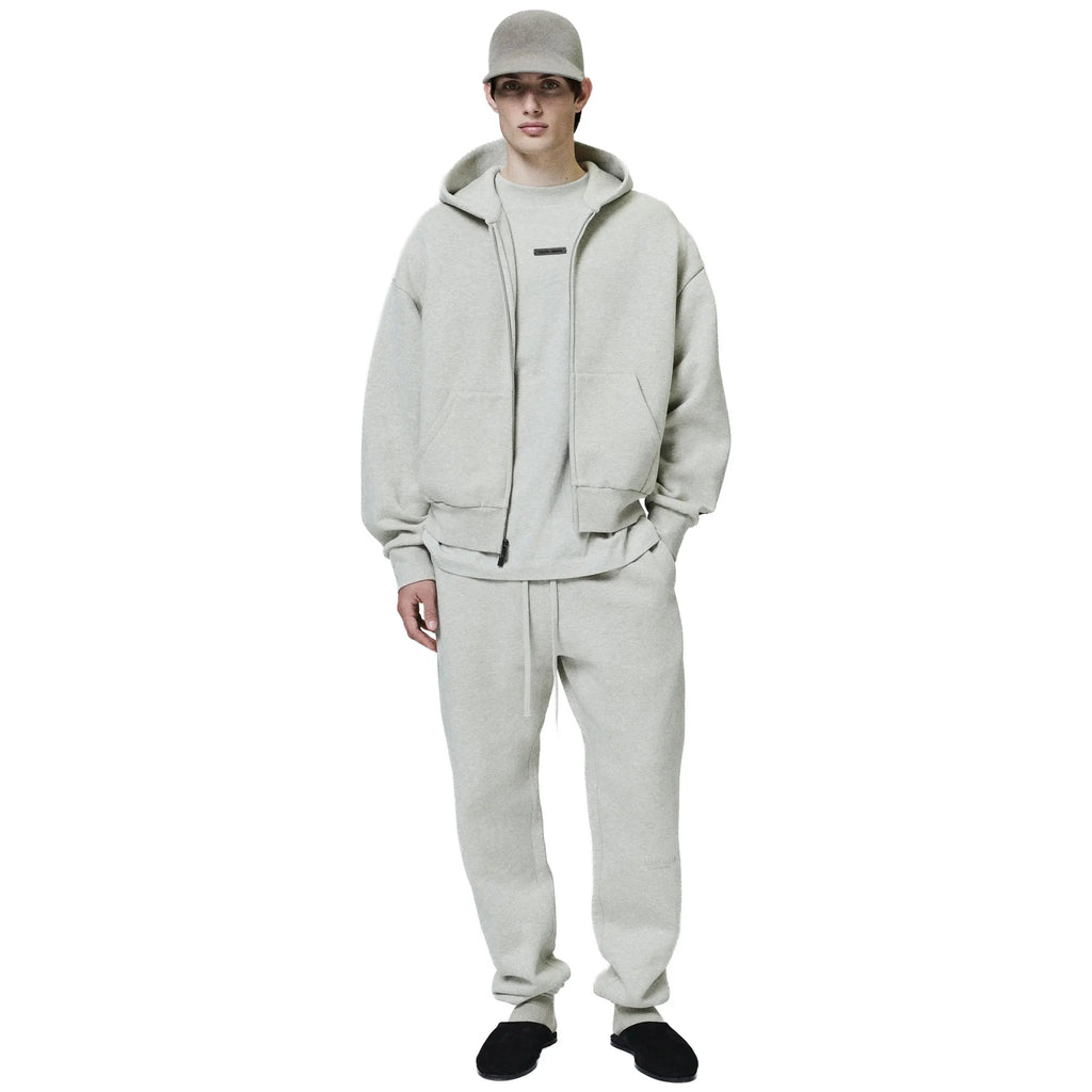 Fear Of God Essentials Classic Heather Stone Zip-Up Hoodie (SS25)